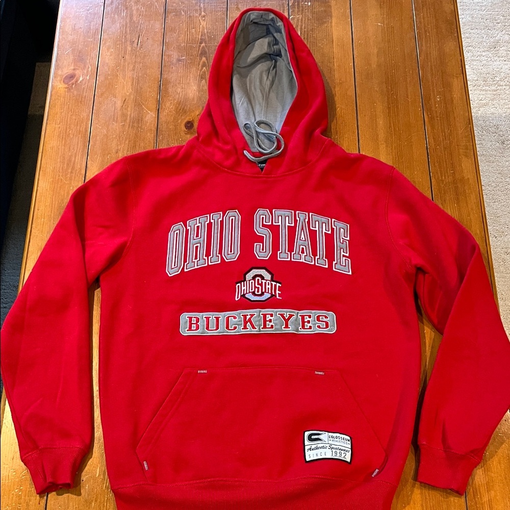 Colosseum Athletics Ohio State Buckeye Embroidered Hooded Red Sweatshirt Size S